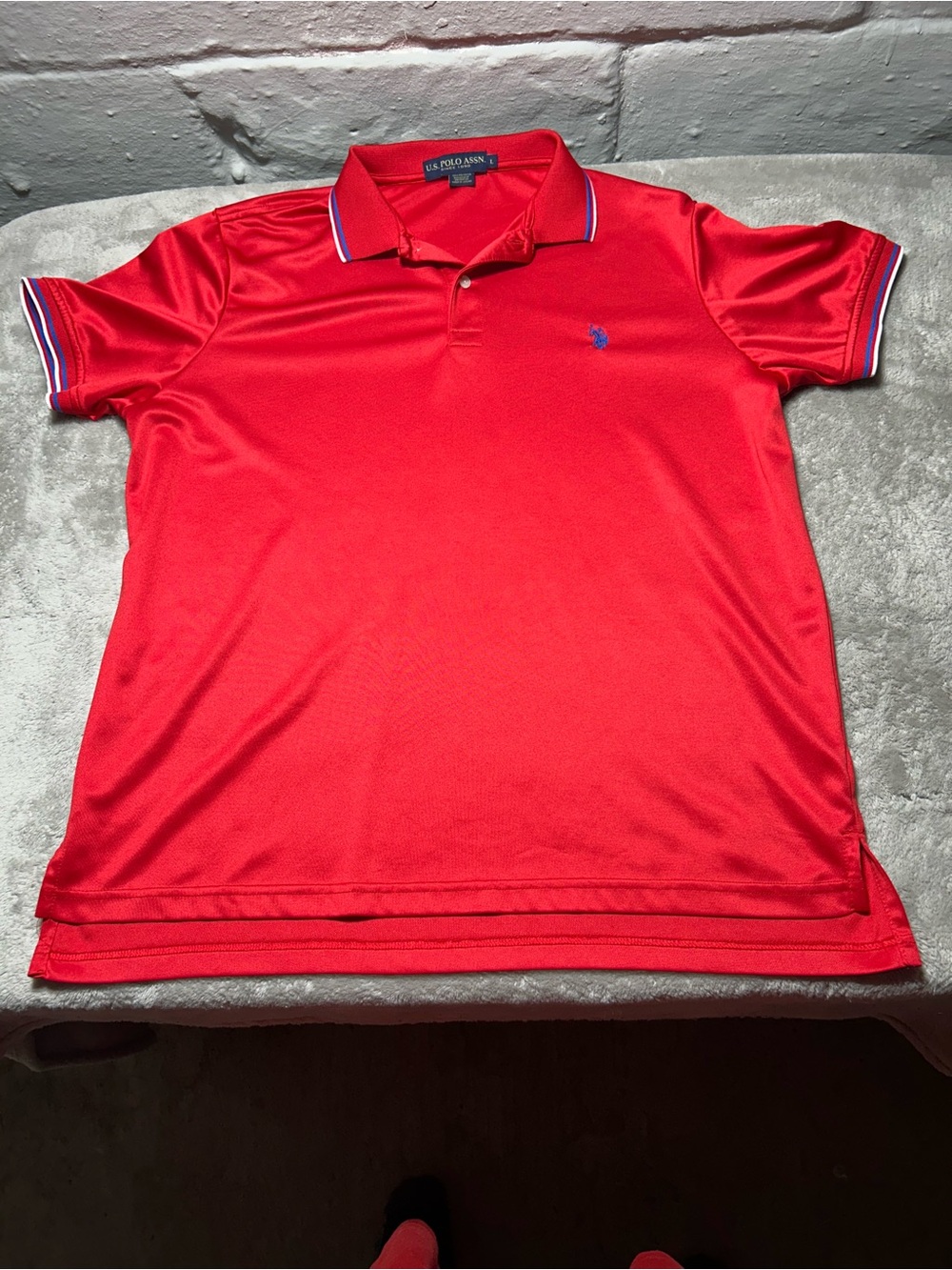 U.S. Polo Assn. Men’s Bright Red Polo with Contrast Trim